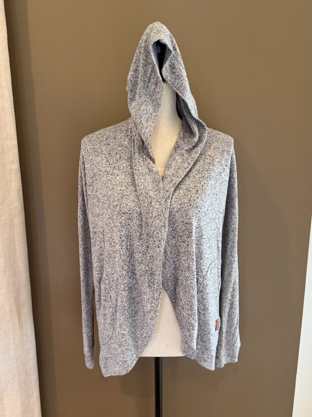 Abercrombie Kids Marled Gray Open Front Cardigan Hoodie, Size 11/12